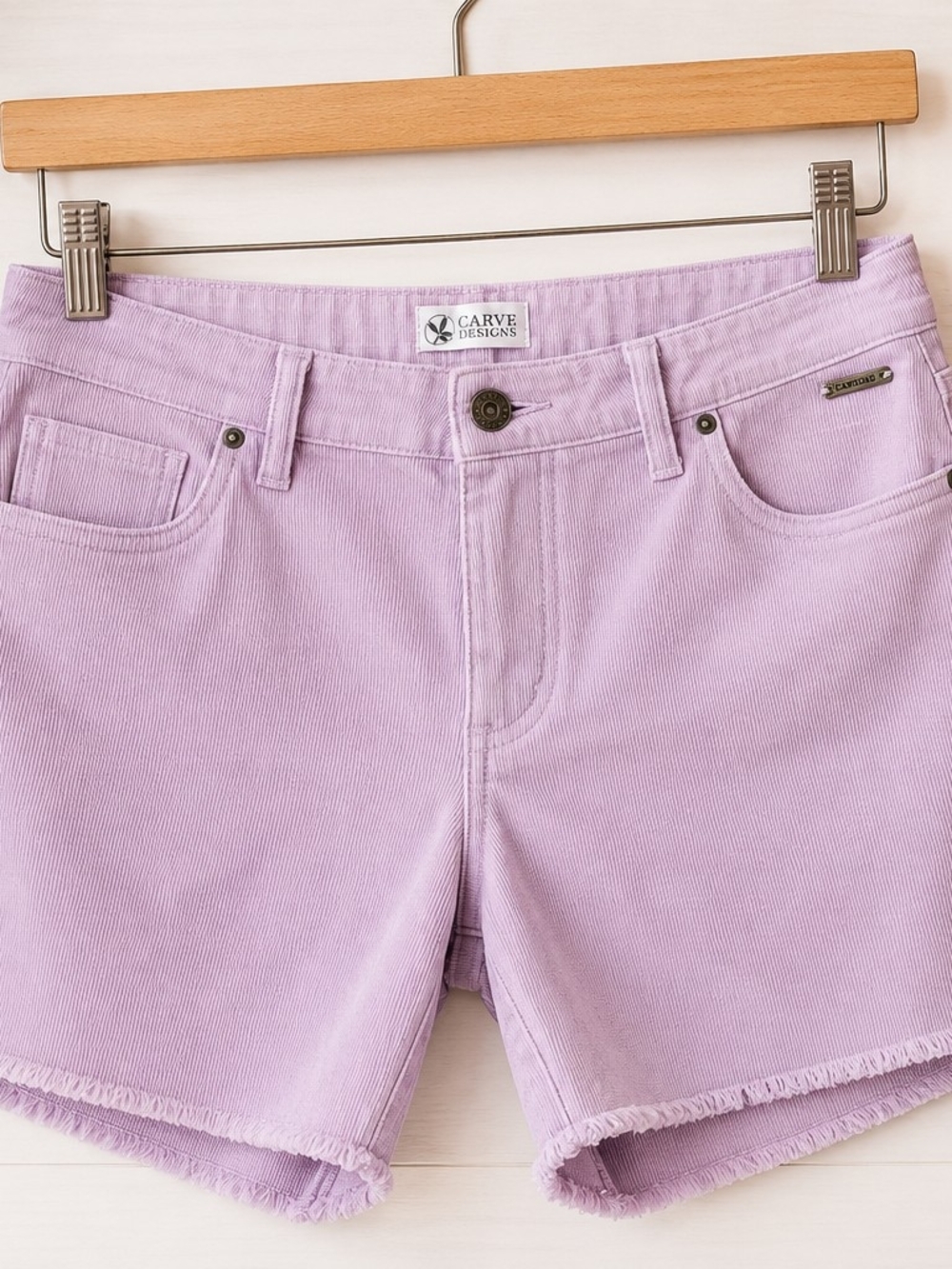 Carve Designs Women's Lavender Organic Cotton Corduroy Cutoff Shorts Size 16